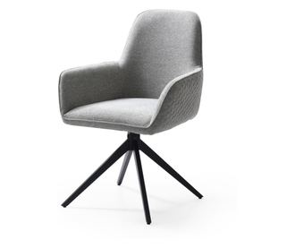 Scaun de sufragerie Matena, Set 2, gri, 62x64x90 cm, captusit, rotativ 180°, picioare metalice, cu cotiere