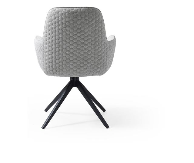 Scaun de sufragerie Matena, Set 2, gri, 62x64x90 cm, captusit, rotativ 180°, picioare metalice, cu cotiere