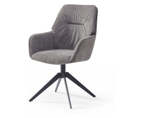 Стол за хранене Terris, сив, 58x62x92 cm, подплатени, подлакътници, 180 ° въртяща се въртяща се чиния в стъпалото, метални крака