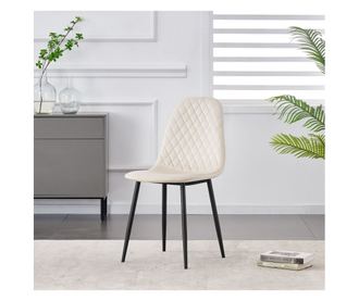 Scaun de sufragerie Moji, 4-Set, bej, 42,5x40x90 cm, captusit, vopsit cu pulbere, picioare metalice