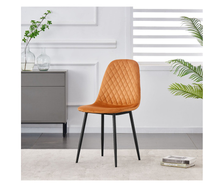 Стол за хранене Moji, 4-Set, Orange, 42.5x40x90 cm, подплатени, метални крака с прах, метални крака