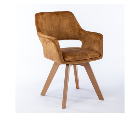 Стол за хранене Lami, 2-Set, 58x61x83 cm, къри, подплатени, 360 ° ротаещи, метални крака