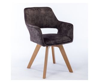 Scaun de sufragerie Lami, Set 2, Antrazit, 58x61x83 cm, captusit, rotativ 360°, picioare metalice
