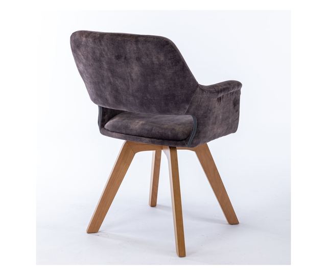 Scaun de sufragerie Lami, Set 2, Antrazit, 58x61x83 cm, captusit, rotativ 360°, picioare metalice