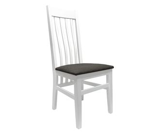 Set cu 2 sufragerie Gia, gri si alb, 47x51x103 cm, stofa din lemn masiv de fag