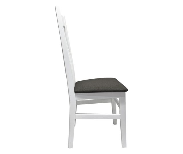 Set cu 2 sufragerie Gia, gri si alb, 47x51x103 cm, stofa din lemn masiv de fag