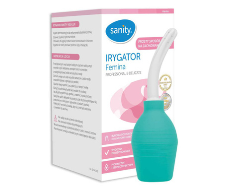 Irigator vaginal Sanity Femina, profesional si delicat pentru igiena intima, capacitate 340 ml, Verde