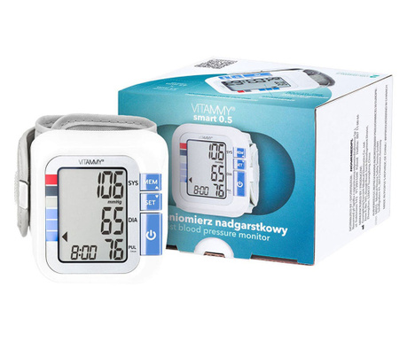 Tensiometru electronic de incheietura Vitammy Smart 0.5, detectare aritmie, detectie miscarea corpului, manseta 13.5 - 21.5 cm,