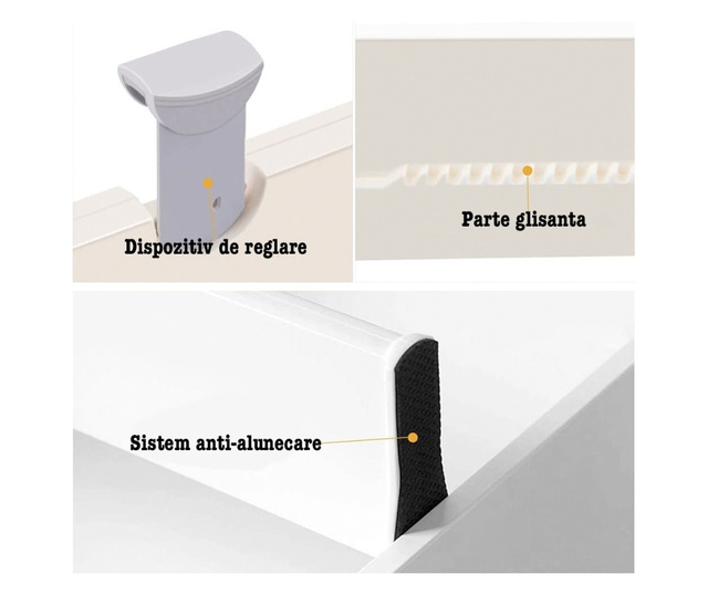 Set 2 organizatoare reglabile pentru sertar, Quasar & Co.®, pentru baie/bucatarie/dormitor, sistem antialunecare, sistem blocare