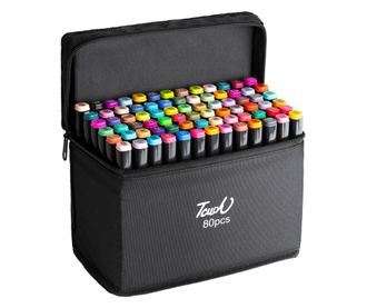 Set 80 de carioci profesionale, cu cerneala pe baza de alcool, cap dublu
