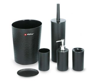 Set accesorii baie Alpina Black, plastic, 6 piese