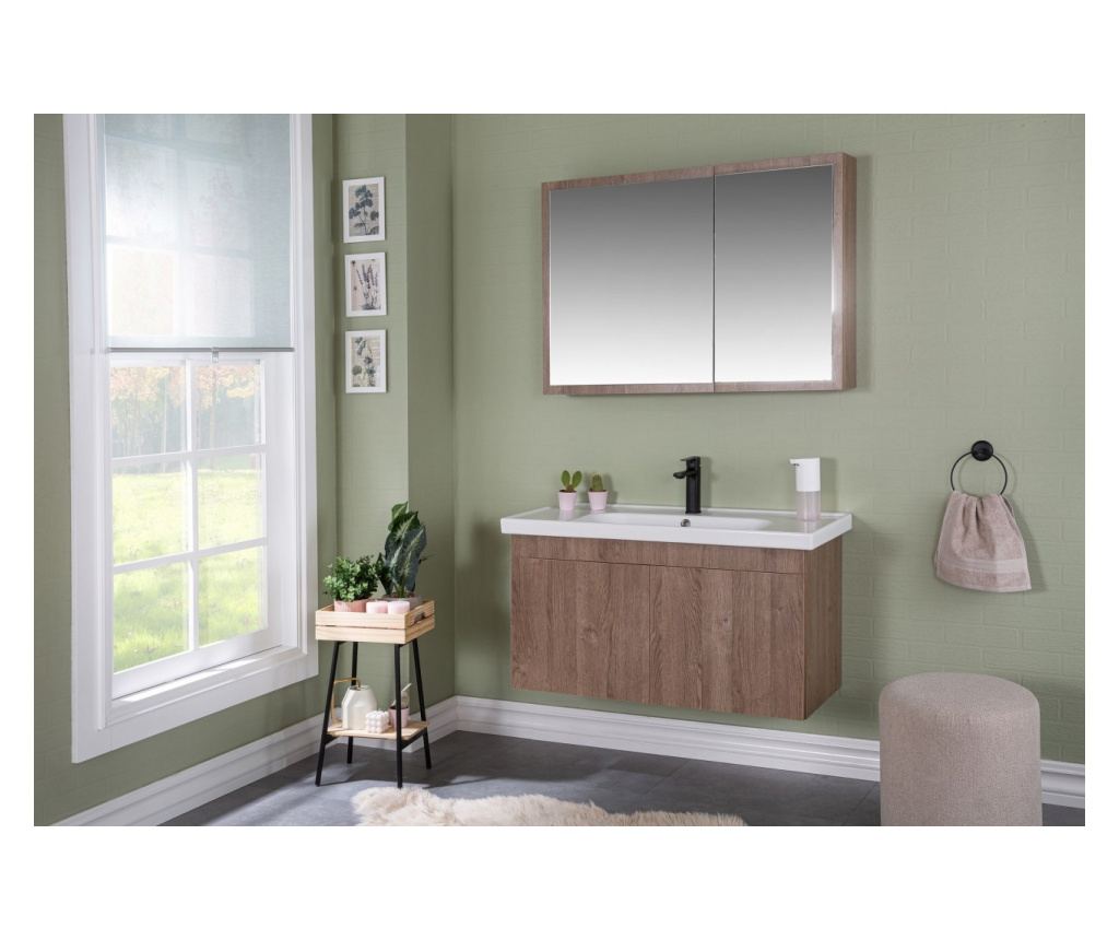 Set Mobilier Baie Bryce, Include Baza Lavoar, Lavoar, Dulap