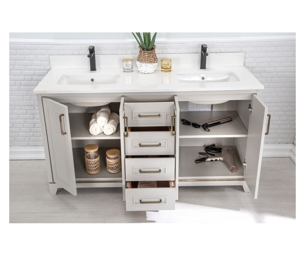 Set Mobilier Baie Ontario 60, Include Dulap Baza cu Lavoar Dublu