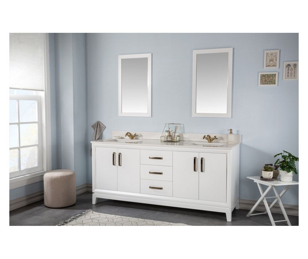 Set Mobilier Baie Michigan 72, Include Dulap Baza cu Lavoar Dublu
