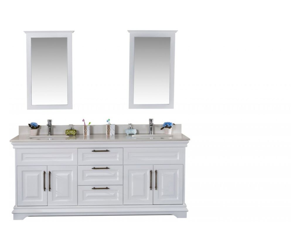 Set Mobilier Baie Huron 72, Include Dulap Baza cu Lavoar Dublu și