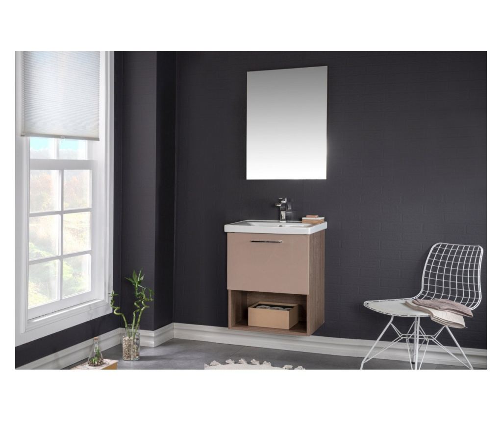 NEO ONE カニーカー (ブラウン) Set Mobilier Baie Cappadocia, Include Baza Lavoar, Lavoar și
