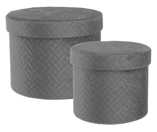 Set od 2 Averill kutije od sivog velura 18x14 cm, 22x16 cm