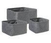 Set 3 sivih tekstilnih posod za shranjevanje Averill 16x16x10 cm, 20x20x11 cm, 25x25x12 cm