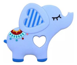 Играчка за гризане Babynio, изработена от силикон, за бебета, във формата на слонче, синя