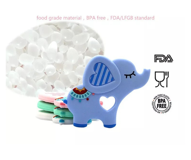 Играчка за гризане Babynio, изработена от силикон, за бебета, във формата на слонче, синя
