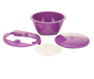 Бьорнер Мултимейкър комплект за салата - купа, капак, цедка и приставка за ренде - пълноцветна - лилава