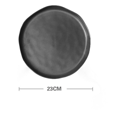 Farfurie stil nordic, cu design simplu și neregulat rotunda, din ceramică, 23 cm, neagra