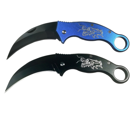 Két karambit késből álló készlet IdeallStore®, Dragon Breath, rozsdamentes acél, 17 cm, többszínű