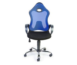 Scaun de birou Reyna, 60x51x113/123, negru+albastru, plasa, pivotant+reglabil pe inaltime