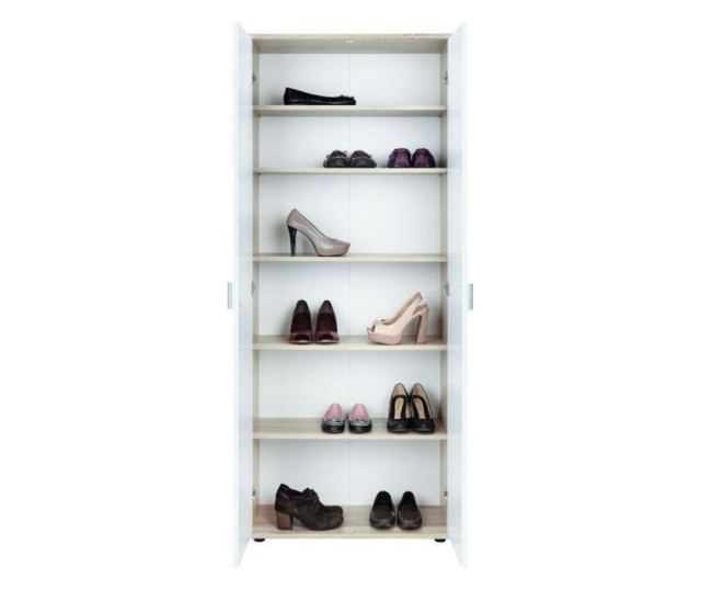 Dulap Pantofi Tiago, 69x35x176, sonoma+alb, PAL