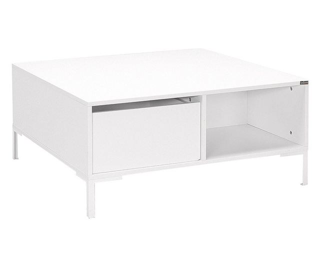 Masuta de cafea Emiel, 90x90x42, alba, PAL, cu sertar