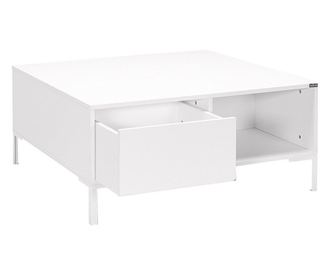 Masuta de cafea Emiel, 90x90x42, alba, PAL, cu sertar