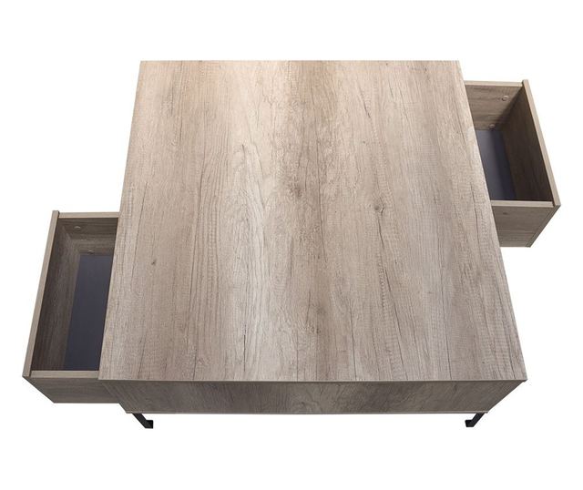 Masuta de cafea Emiel, 90x90x42, tori, PAL, cu sertar