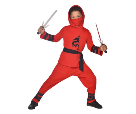 Costum Red Ninja pentru copii 6-8 ani 128 cm