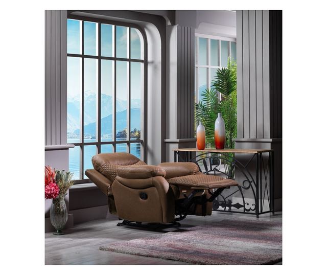 Scaun relax Adele, 81x81x100, maro, stofa, functie relax