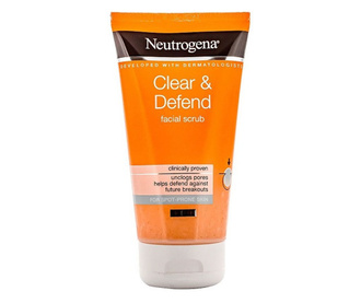 Скраб за лице за предразположена към петна кожа, Neutrogena, Clear & Defend, 150 мл.