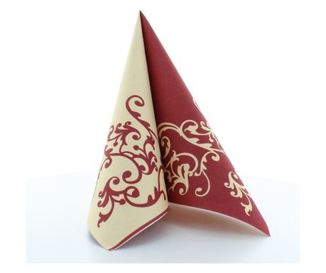Servetele de masa festive Linclass - Pomp (Bordeaux-Crem) / 40 x 40 cm / 50 buc