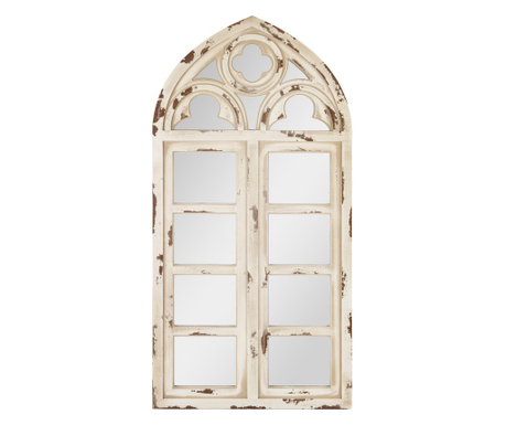 Oglinda decorativa de perete, crem antichizat, 102,5x51x4 cm