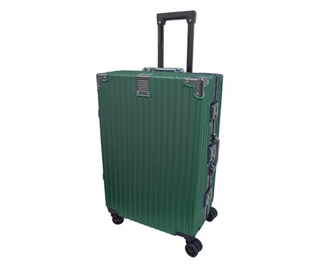 Troler, bagaj de cala, Naimeed D5401L, Premium Voyage, 4 roti duble 360 grade, ABS, inchidere cifru, Verde, 50x33x77cm
