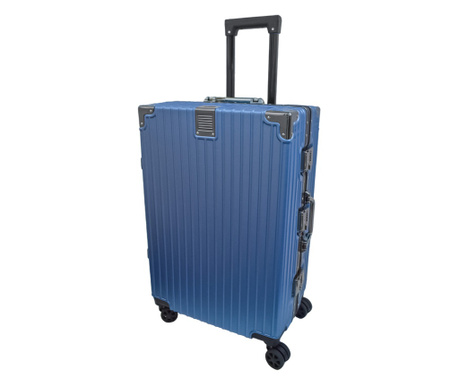 Troler, bagaj de cala, Naimeed D5398L, Premium Voyage, 4 roti duble 360 grade, ABS, inchidere cifru, Albastru, 50x33x77cm