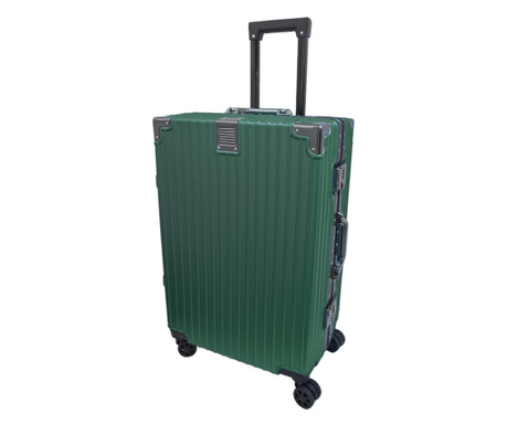 Troler, bagaj de cala, Naimeed D5401M, Premium Voyage, 4 roti duble 360 grade, ABS, inchidere cifru, Verde, 42x28x68cm