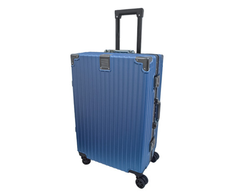 Troler, bagaj de cala, Naimeed D5398M, Premium Voyage, 4 roti duble 360 grade, ABS, inchidere cifru, Albastru, 42x28x68cm