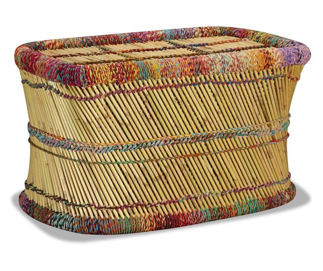 Stolić za kavu s chindi detaljima, višebojni, bambus