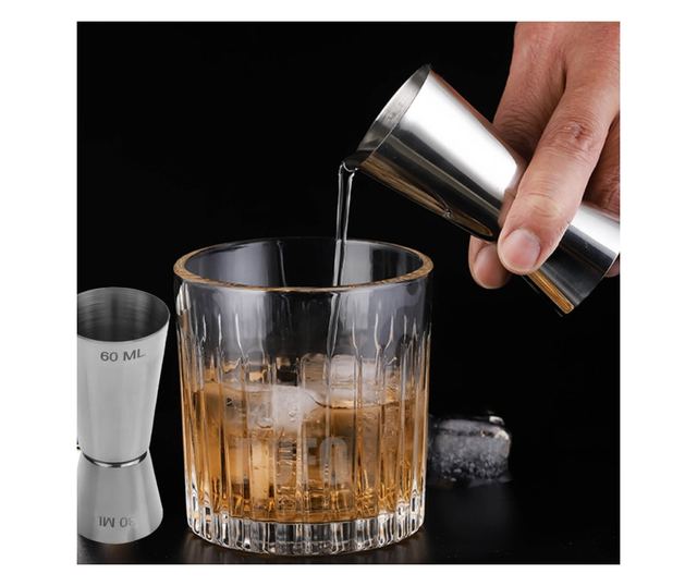 Pufo fém mérőpohár alkoholos italokhoz, koktélokhoz, ideális bárokhoz, éttermekhez, csaposokhoz, dupla modell, 30/60 ml