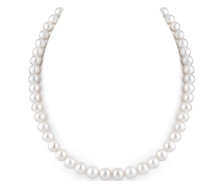 Colier elegant de dama scurt cu perle acrilice albe, model White gravel