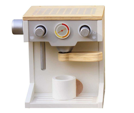 Dječji drveni aparat za espresso kavu sa šalicom - bijelo/sivo