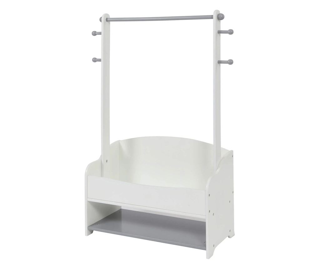 Drveni stalak za dječju odjeću, polica s policama za odlaganje, otvoreni ormar - BIJELO/SIVO - 5