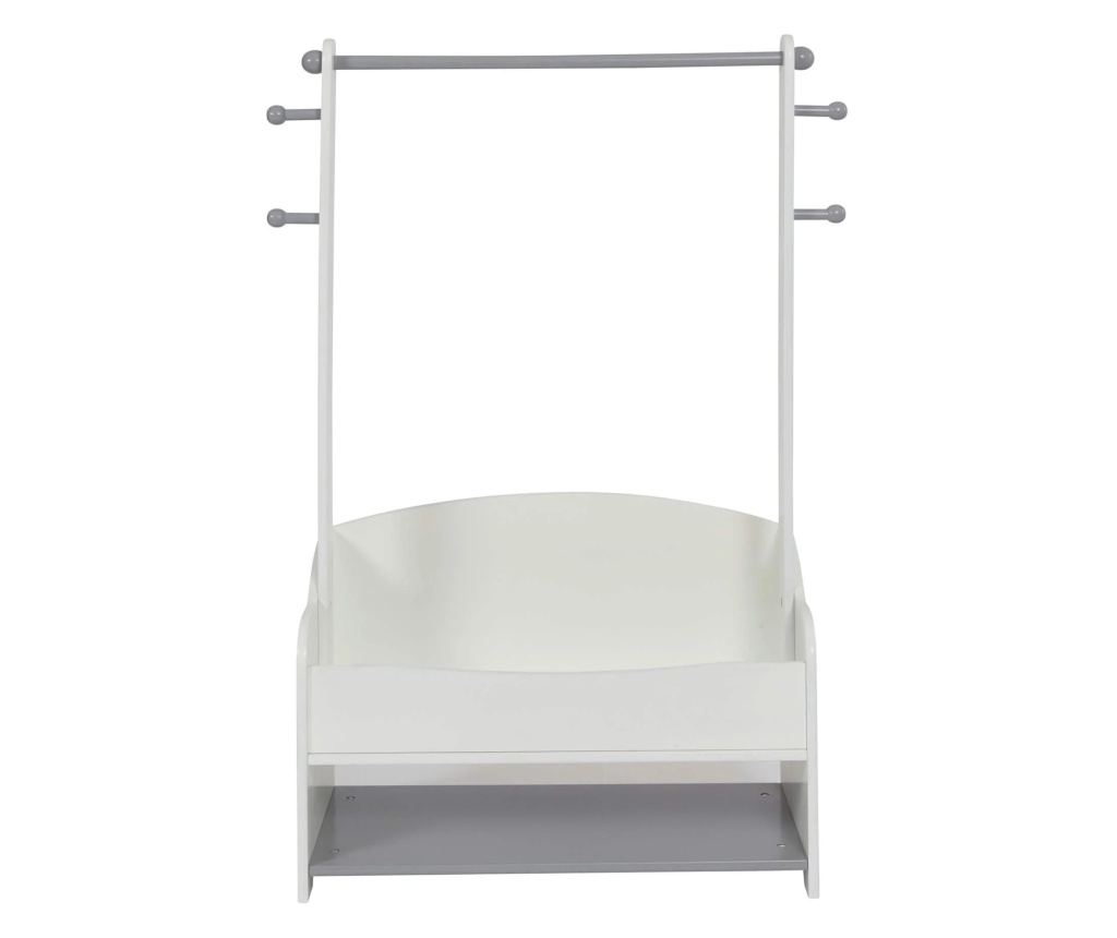 Drveni stalak za dječju odjeću, polica s policama za odlaganje, otvoreni ormar - BIJELO/SIVO - 6