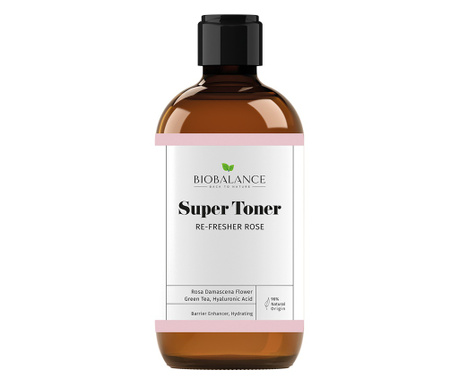 Super Toner Re-Fresher Rose, Hidratant si Fortifiant, pentru Toate Tipurile de Ten, Bio Balance, 250 ml