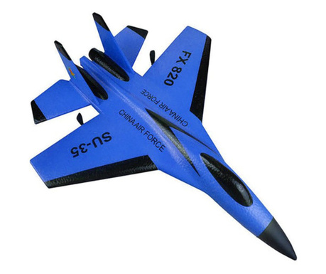 Avion de lupta cu telecomanda FX820, SU-35, Giroscop, Rezistent la impact, Albastru