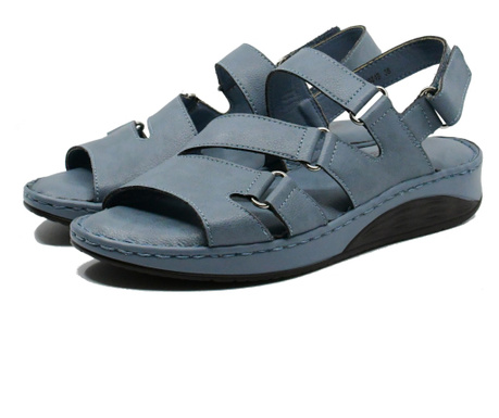 Sandale comode Pass Collection în stil roman, blue, din piele naturală-40 EU